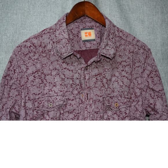 Hugo Boss Orange Men’s XL Long Sleeve Paisley Button-Down Shirt Purple Maroon - Picture 2 of 3